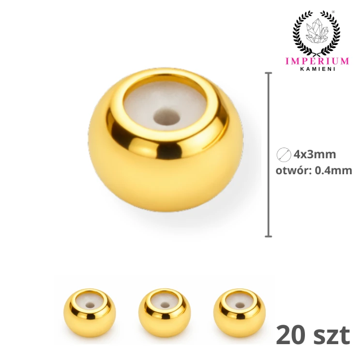 Stoper 4x3x0.4mm / stal PVD / kolor złoty / 20 szt.