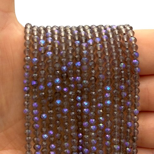 Kwarc Dymny Galwanizowany / kulka fasetowana / ok. 3mm