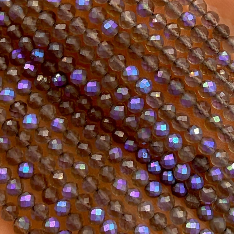 Kwarc Dymny Galwanizowany / kulka fasetowana / ok. 3mm
