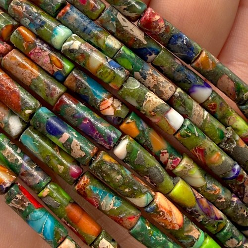 Jaspis Cesarski Mix Kolor / walec / ok. 4x13mm