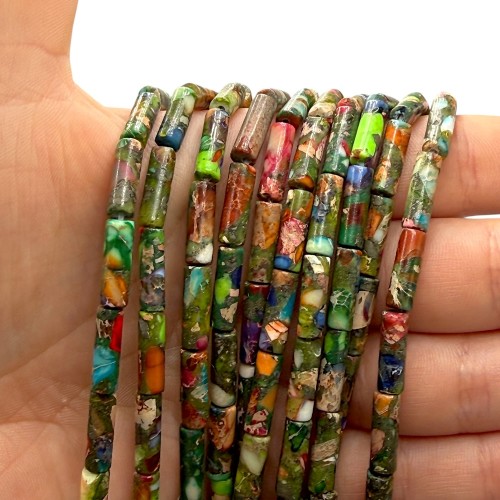 Jaspis Cesarski Mix Kolor / walec / ok. 4x13mm