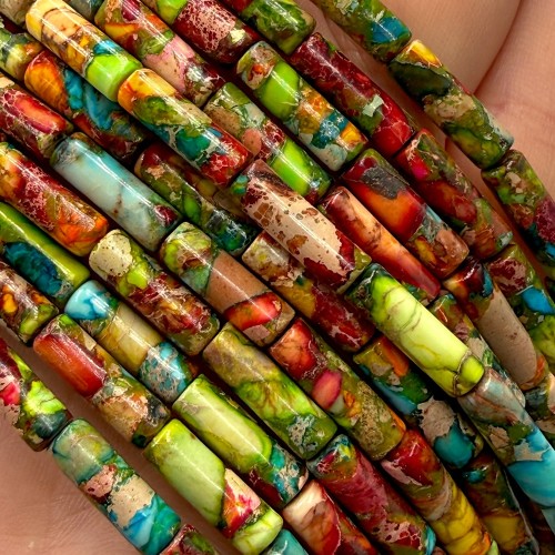 Jaspis Cesarski Mix Kolor / walec / ok. 4x13mm