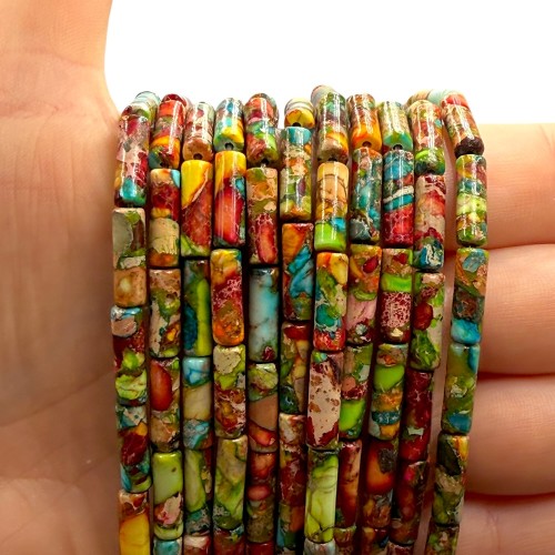 Jaspis Cesarski Mix Kolor / walec / ok. 4x13mm