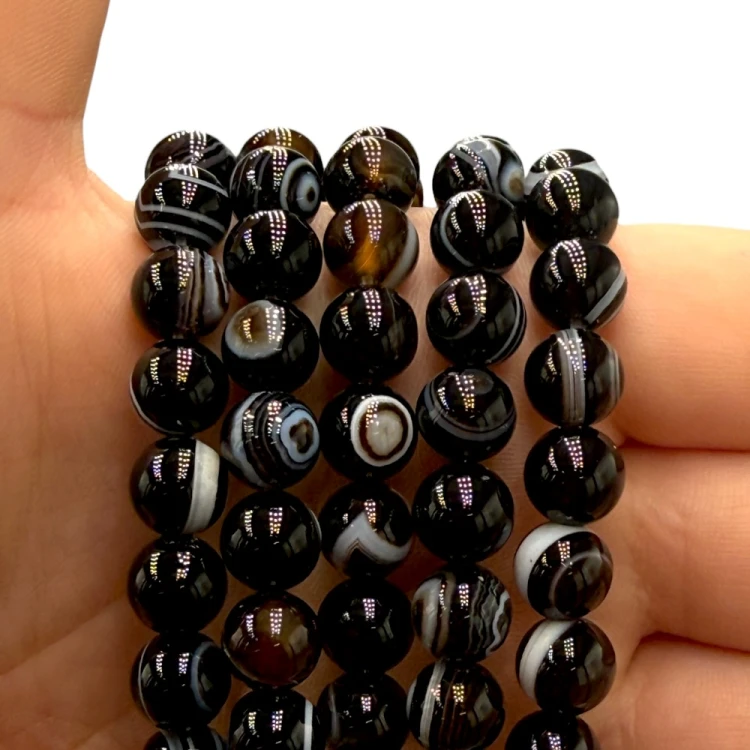 Agat DZI Brązowy / kulka gładka / ok. 8mm