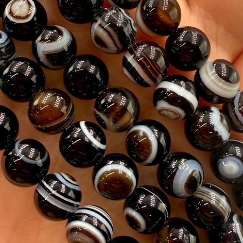 Agat DZI Brązowy / kulka gładka / ok. 8mm