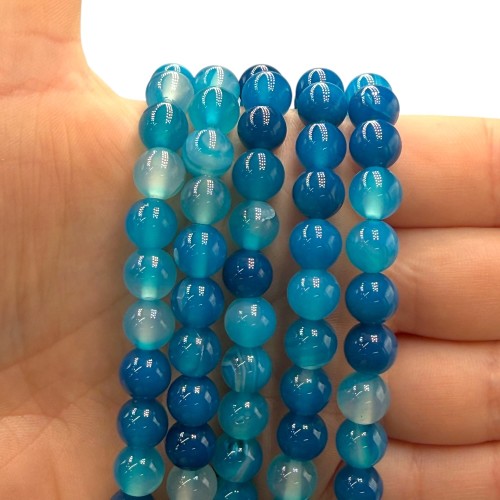 Agat Pasiasty Błękitny / kulka gładka / ok. 8mm