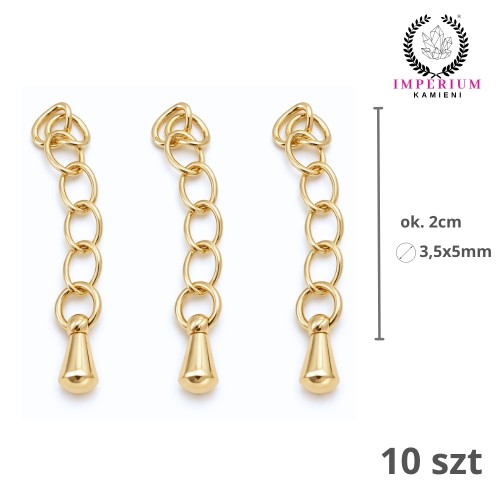Zakończenie bransoletki 2cm ( 3x4mm) / stal PVD / kolor JASNY ZŁOTY / 10szt.