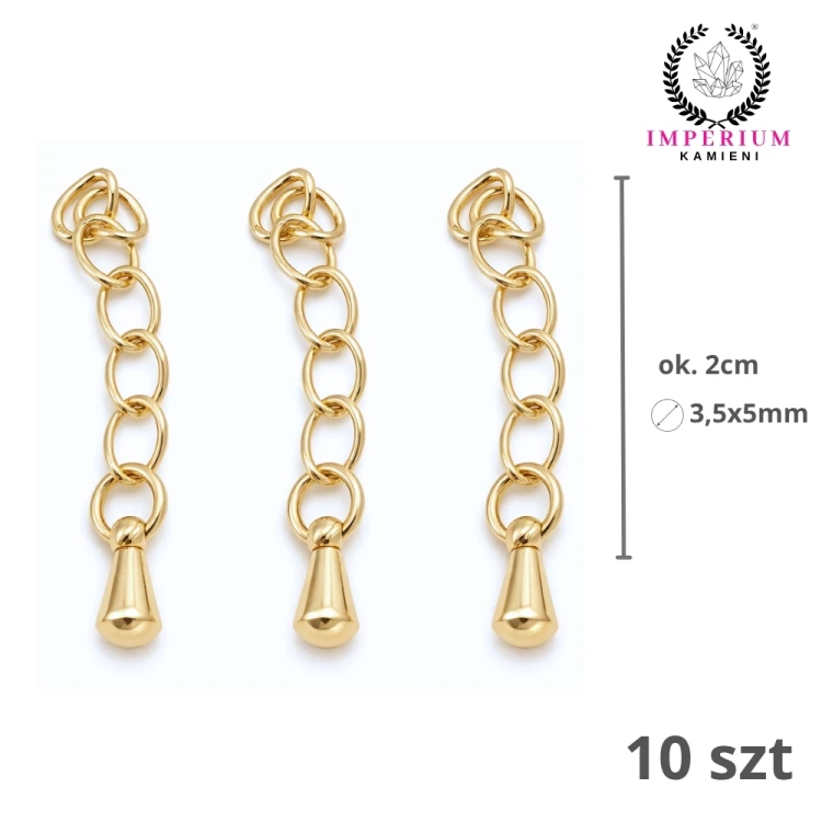 Zakończenie bransoletki 2cm ( 3x4mm) / stal PVD / kolor JASNY ZŁOTY / 10szt.