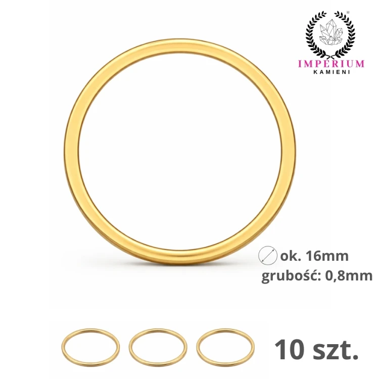 Ring ozdobny spawany / stal PVD / kolor złoty / ok. 16mm / 0,8mm / 10 szt.