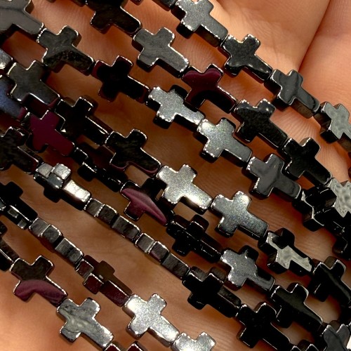 Hematyt krzyżyk / kolor czarny / ok. 6x8mm