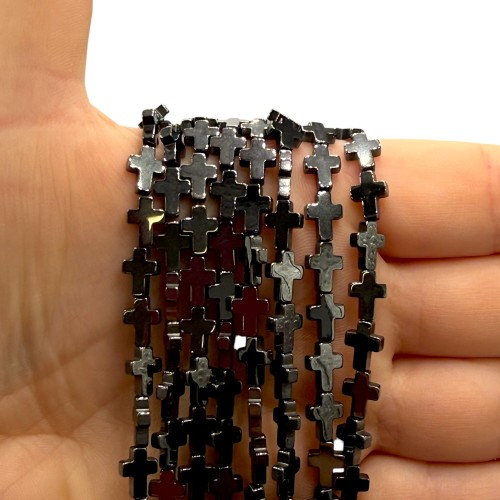 Hematyt krzyżyk / kolor czarny / ok. 6x8mm