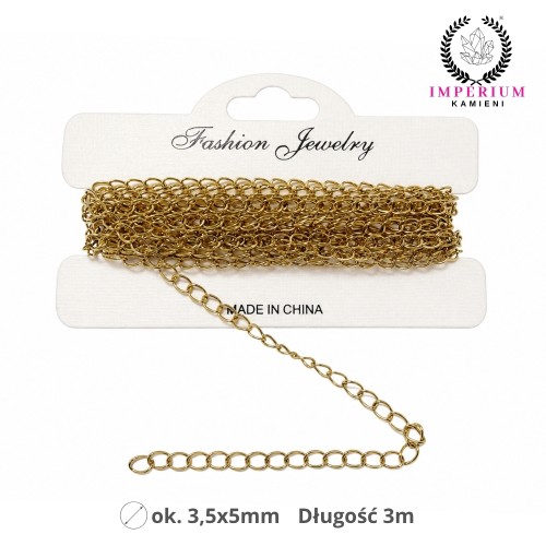 Łańcuszek ok. 3.5x5mm / stal PVD / kolor złoty / ok. 3m