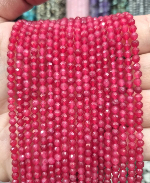 Jadeit Fuksja / kulka fasetowana / ok. 3,8mm