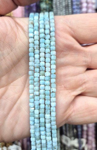 Larimar / kostka fasetowana / ok. 3x3mm