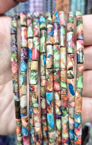Jaspis Cesarski Mix Kolor / walec / ok. 4x13mm