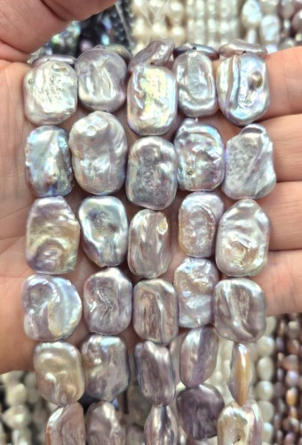 Perła Hodowlana Słodkowodna / różowy / płytka prostokątna / ok. 13,6-16x19-25mm