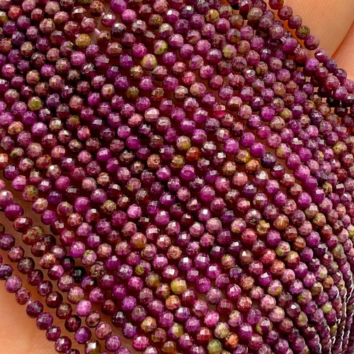 Jadeit Kwiatowy Purpurowy / kulka fasetowana / ok. 2mm