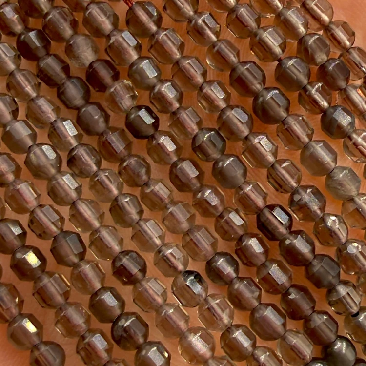 Kwarc Dymny / baryłka fasetowana / ok. 4x4mm