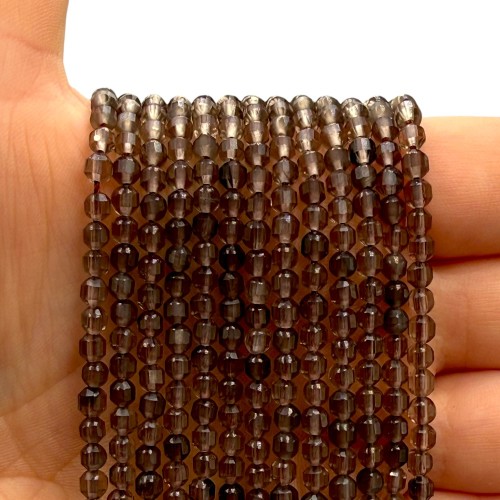 Kwarc Dymny / baryłka fasetowana / ok. 4x4mm