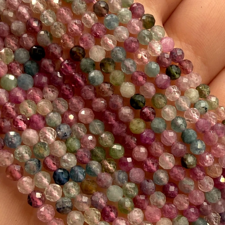 Turmalin Jasny Mix / kulka fasetowana / ok. 3mm