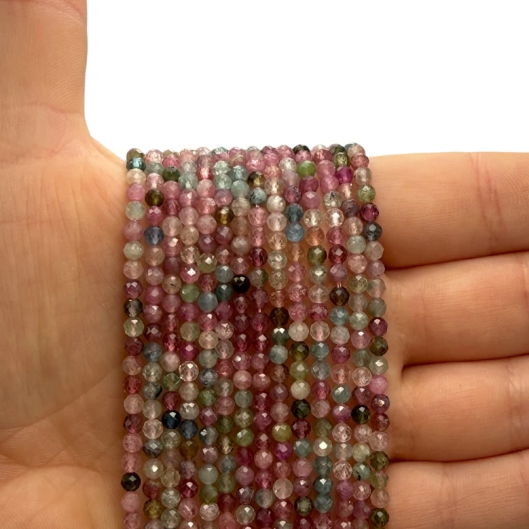 Turmalin Jasny Mix / kulka fasetowana / ok. 3mm