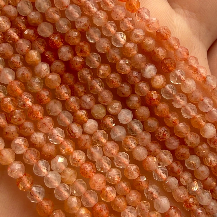 Kamień Słoneczny Ciemny / kulka fasetowana / ok. 3mm