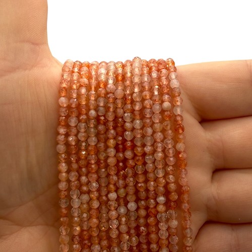 Kamień Słoneczny Ciemny / kulka fasetowana / ok. 3mm