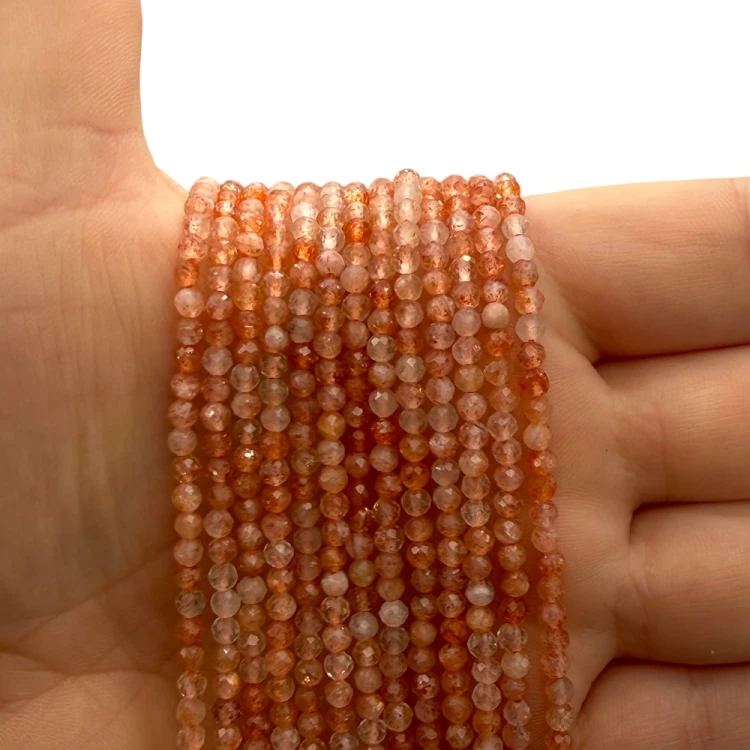 Kamień Słoneczny Ciemny / kulka fasetowana / ok. 3mm