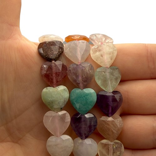 Mix Kamieni / serce fasetowane / ok. 13mm