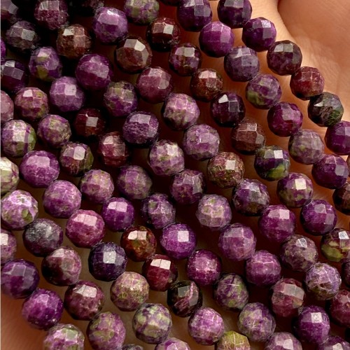 Jadeit Kwiatowy Purpurowy / kulka fasetowana / ok. 4mm