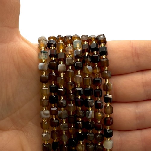 Agat Brązowy / kostka fasetowana / ok. 5x5mm