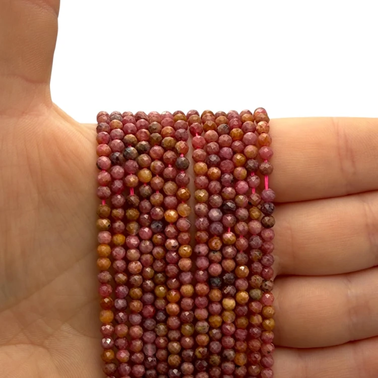 Rodonit Brazylijski / kulka fasetowana / ok. 3mm