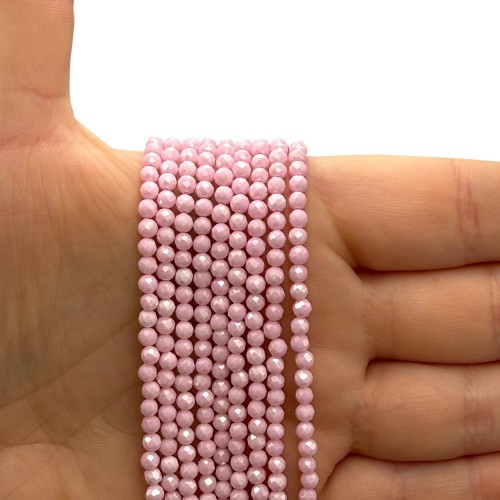 Cyrkon Różowy / kulka fasetowana / ok. 3mm