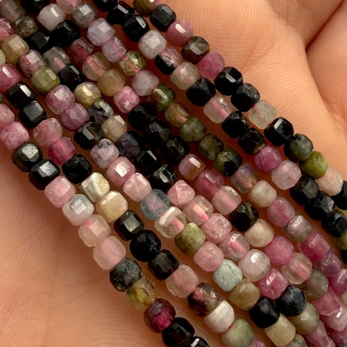 Turmalin Mix Kolorów / kostka fasetowana / ok. 3x3mm