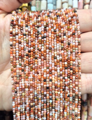 Agat Ognisty czerwony / kulka fasetowana / ok. 2mm