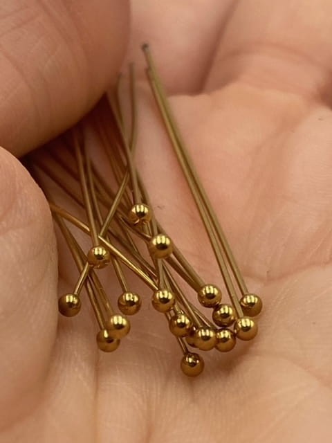 Szpilki 5cm / stal PVD / kolor złoty / 20szt.