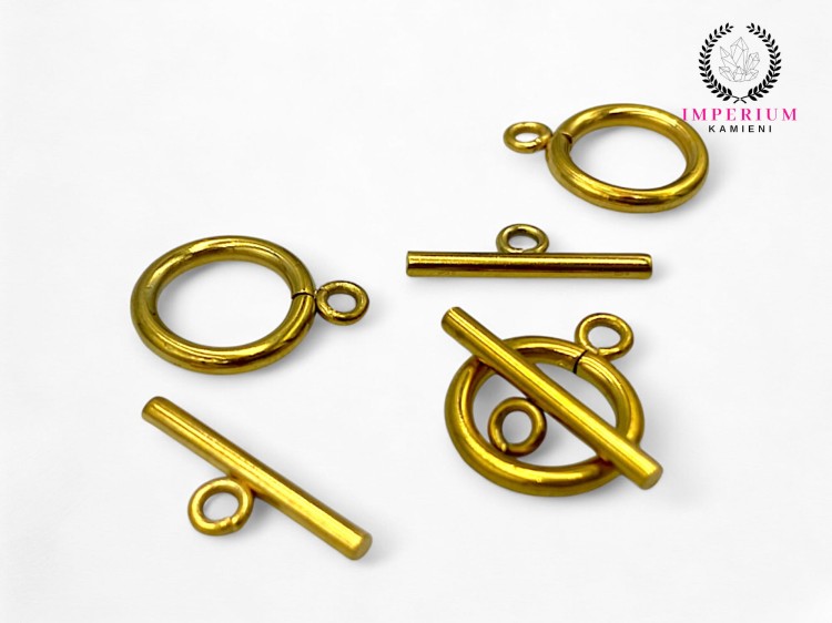 Zapięcie Toggle 13x18mm / stal PVD / kolor złoty / 5szt.
