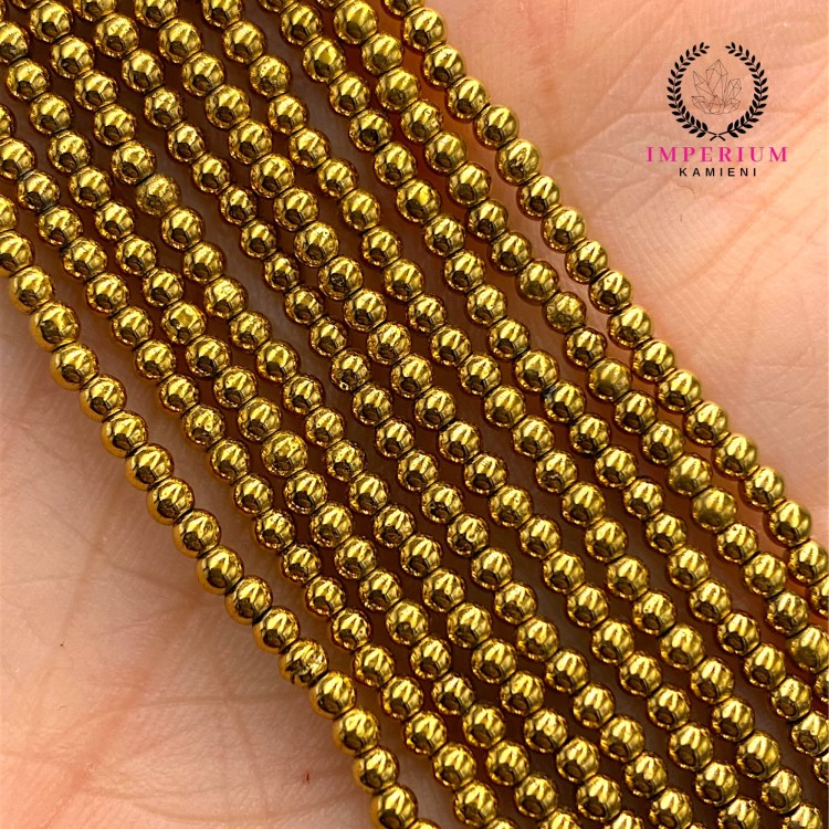 Hematyt Kulka Gładka / kolor ciepłe złoto / ok. 2mm