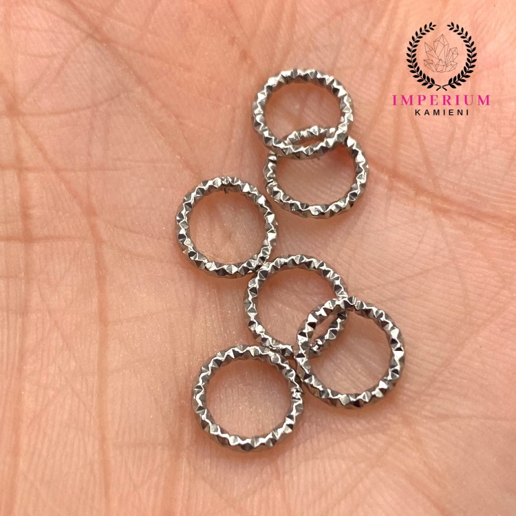 Ring ozdobny spawany z teksturą / stal kolor srebrny / ok. 8,2mm