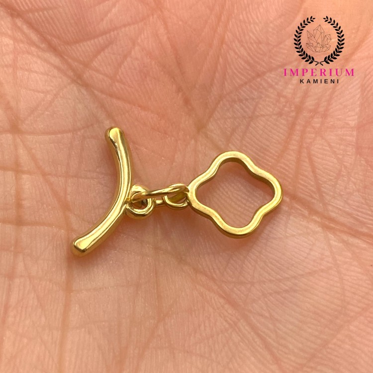 Zapięcie toggle / stal PVD / kolor złoty / śr. ok. 9,8mm dł. pat. ok. 14,3mm