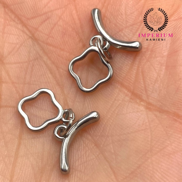 Zapięcie Toggle / stal kolor srebrny / śr. ok. 9,8mm dł. pat. ok. 14,3mm