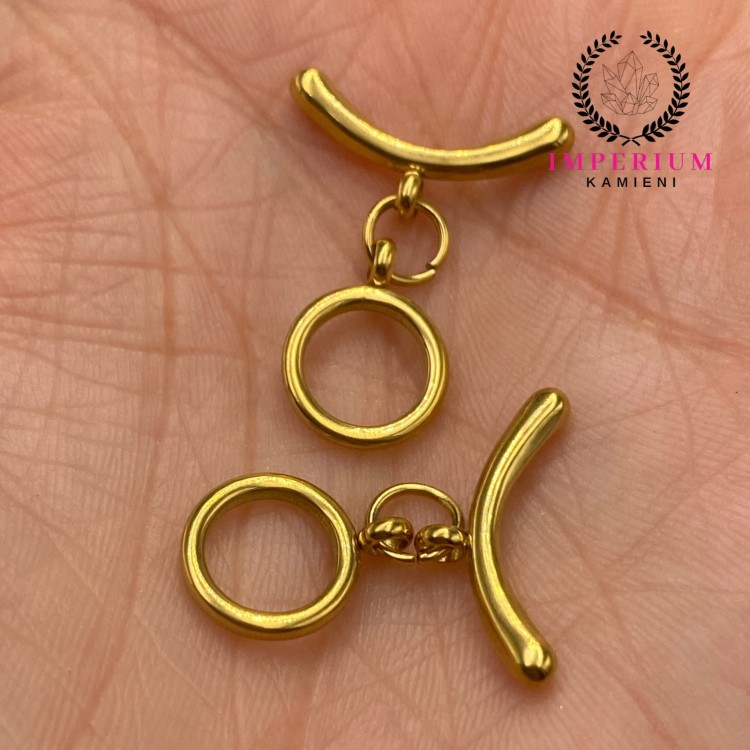 Zapięcie Toggle / stal PVD / kolor złoty / śr. ok. 10,5mm dł. pat. ok. 19mm
