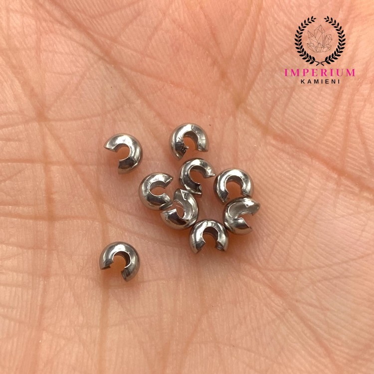 Osłonka na zacisk, supeł / stal kolor srebrny / ok. 4mm