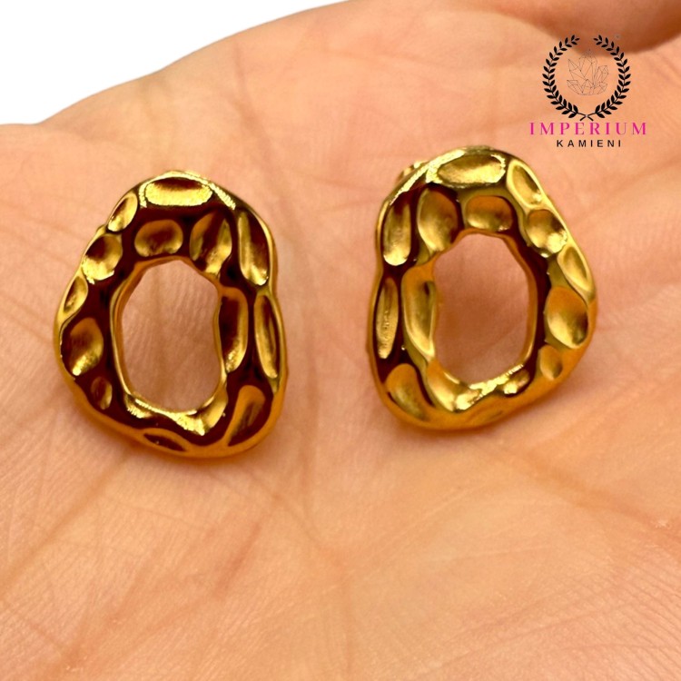 Baza kolczyka tekstura /stal PVD / kolor złoty / ok. 13x16mm