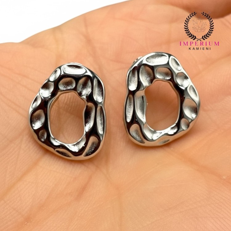 Baza kolczyka tekstura / stal / kolor srebrny / ok. 13x16mm