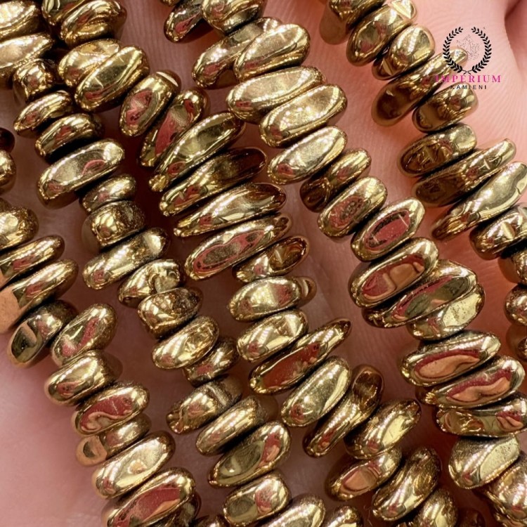 Hematyt sieczka / kolor ciepły złoty / ok. 8x2,5 mm