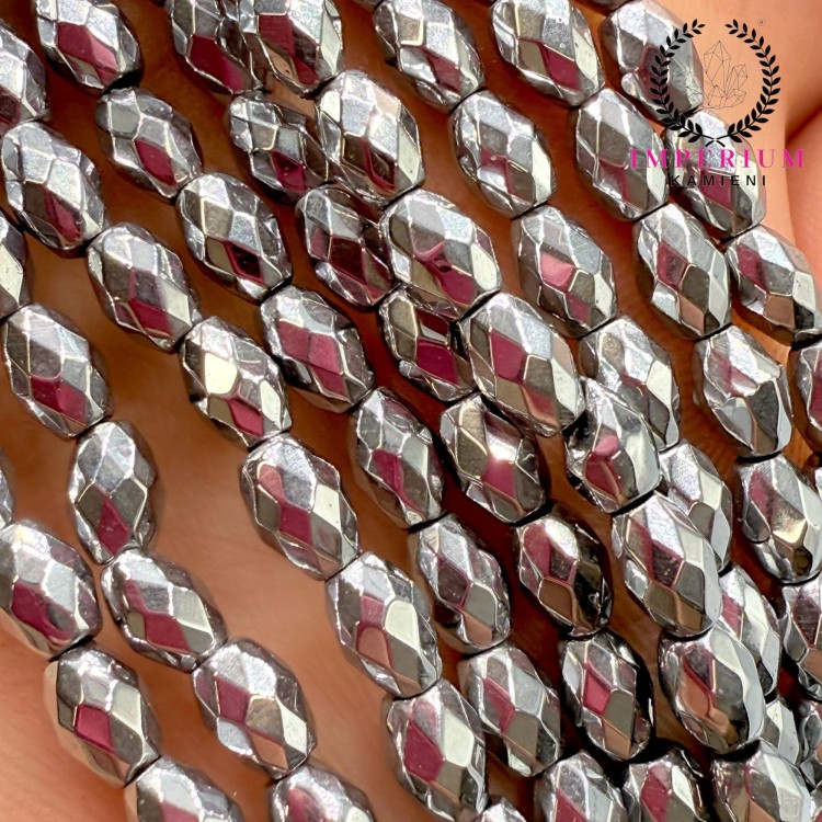 Hematyt ryż fasetowany / kolor srebrny /ok. 3x5 mm