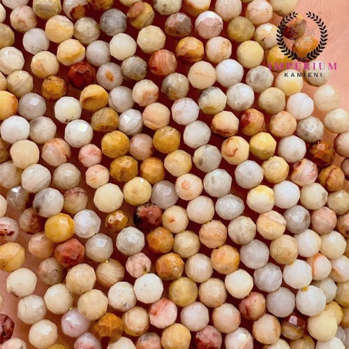 Agat Koronkowy / kulka fasetowana / ok. 2mm