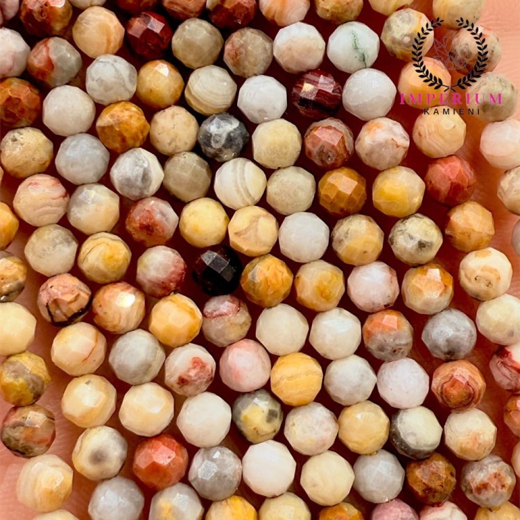 Agat Koronkowy / kulka fasetowana / ok. 3mm