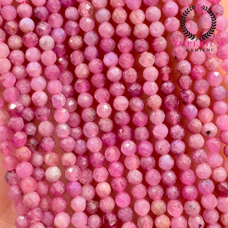Rubin jasny / kulka fasetowana / ok. 2mm
